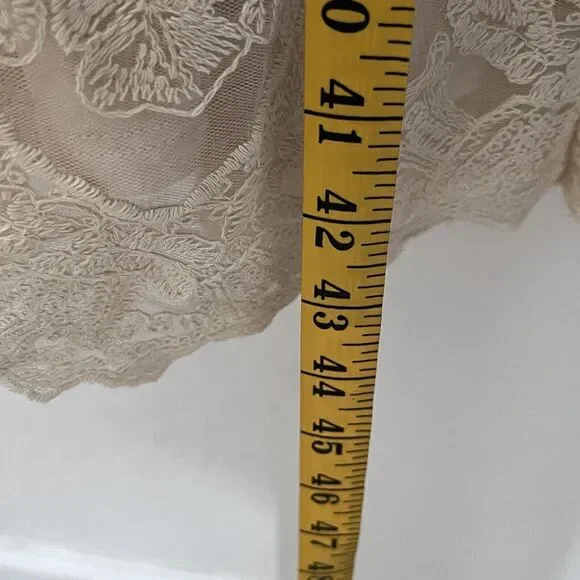 Reba Midi Beige Antique Lace Dress Women Large Romantic Boho Long Sleeve - Picture 8 of 9